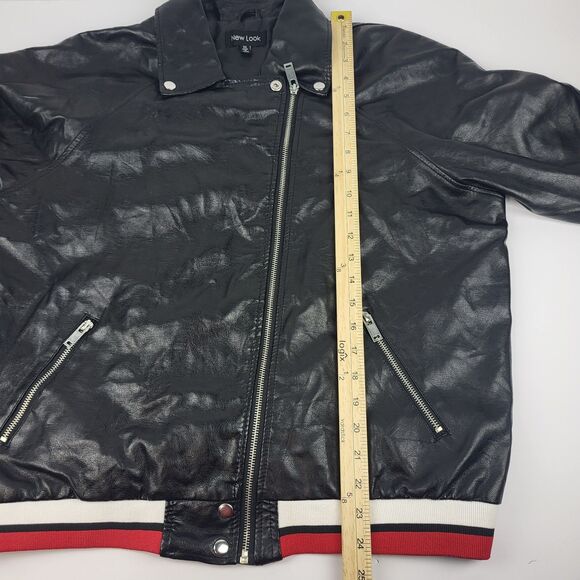 New Look Women's Black Faux Leather Jacket Coat Size 1X - Picture 9 of 14